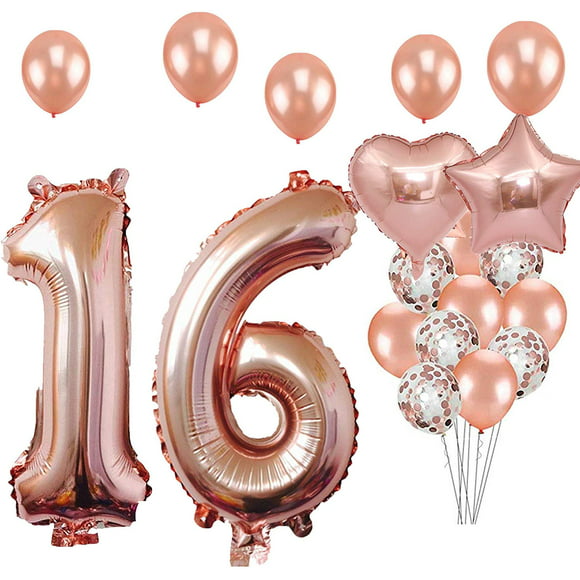 GOER 42 Inch Gold 16 Number Balloons for 16th Birthday Party Decorations,Jumbo Foil Helium Balloons for Sweet 16 Party,16th Anniversary 